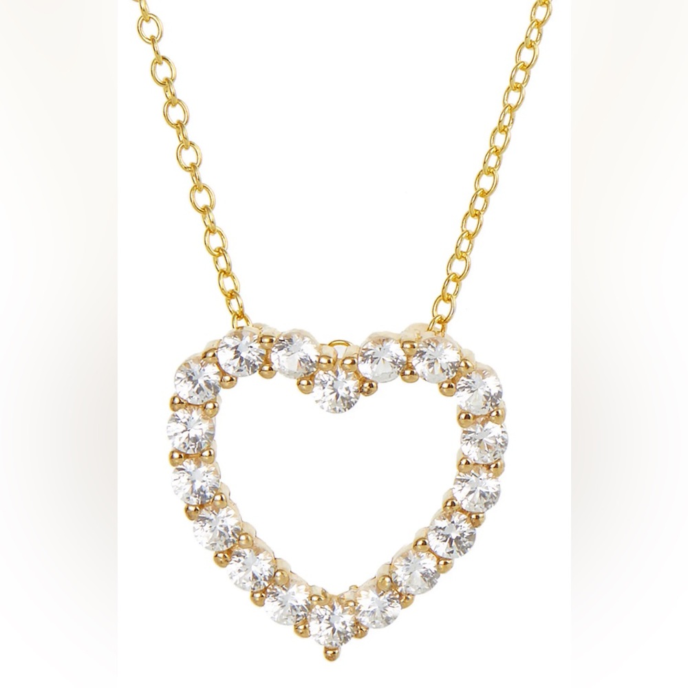 Savvy Cie Jewels 18K Gold Plated over Sterling Silver CZ Open Heart Pend…